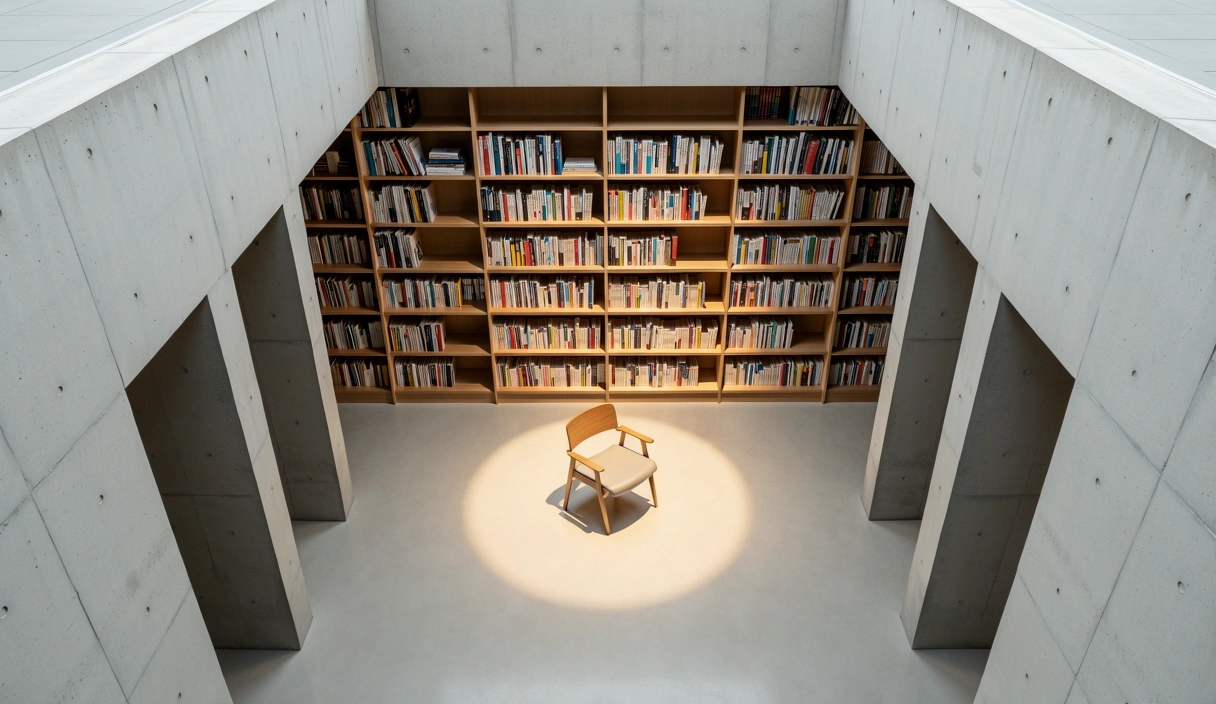 Architectural view of an empty reading space